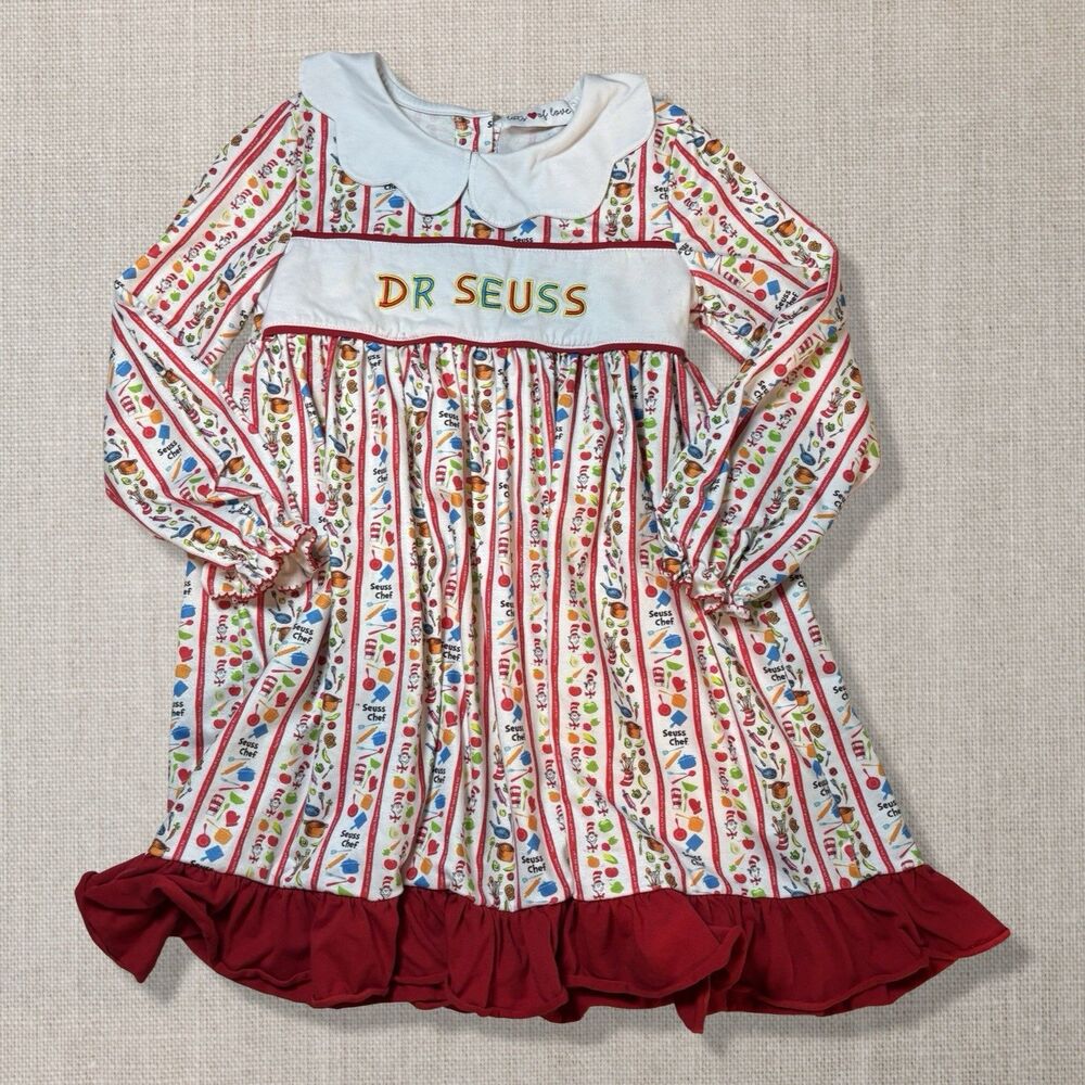 Dr Seuss Seuss Chef Dress Girls 7T 8T Peter Pan Collar Ruffle